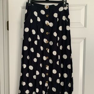 Anthropologie Polka Dot Midi Skirt